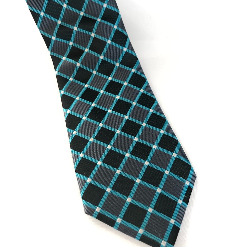 Bugle Boy Blue Grey Diamond Pattern Men’s Necktie - Picture 6 of 7